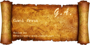 Gani Anna névjegykártya